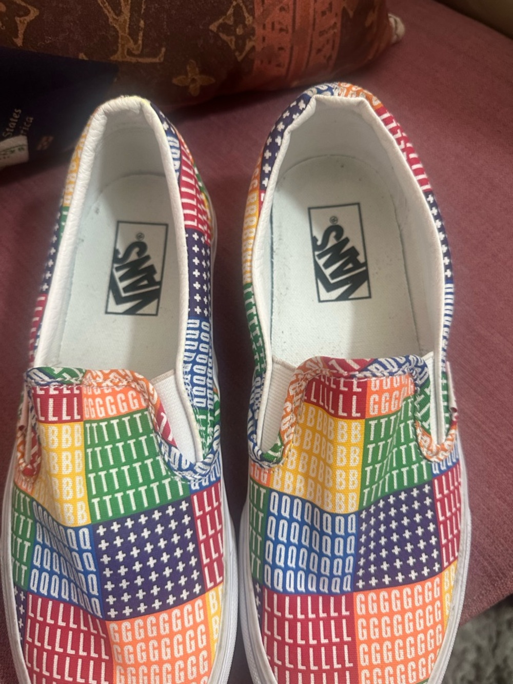 Vans Multicolor Pride Patchwork Slip-On Sneakers•NWOT - Picture 2 of 6